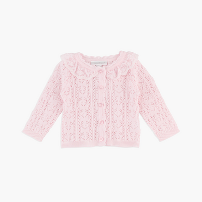 little girls pink sweater front view