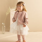 Faux Fur Jacket, Tutu Top And Legging Set