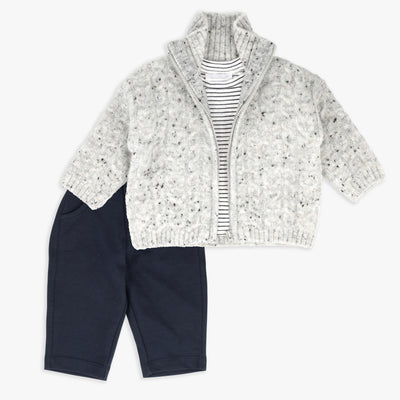 Cable Zip Sweater Cardigan, Top & Pant Set