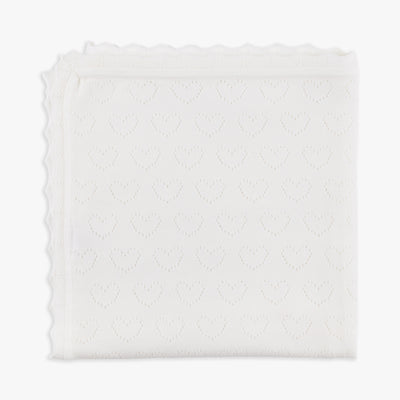 Ivory Heart Pointelle Sweater Blanket