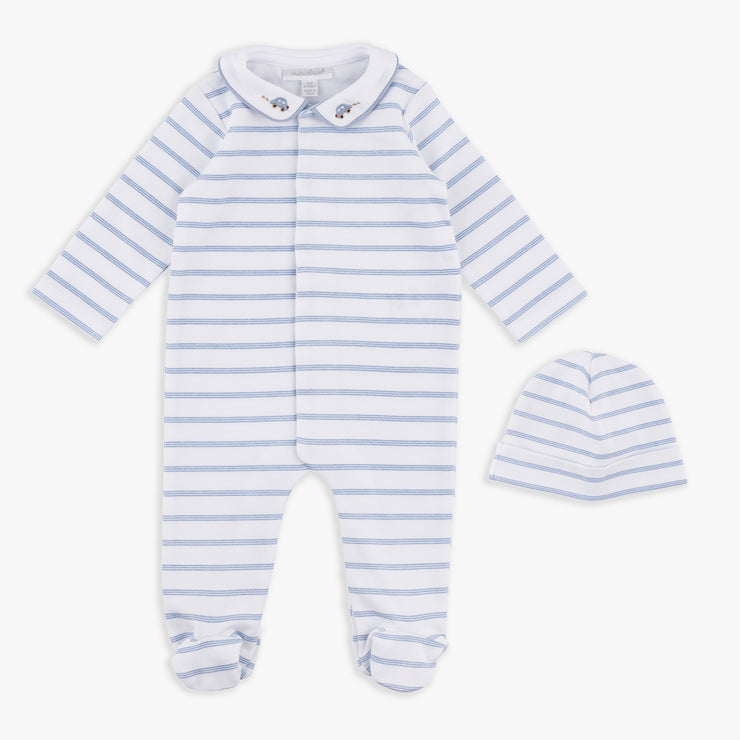 Stripe Footed Coverall & Hat Set