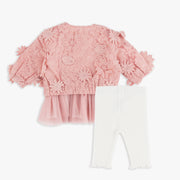 Lace Bomber Jacket, Tutu Top & Legging Set