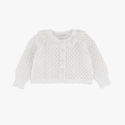 White Pointelle Sweater Cardigan