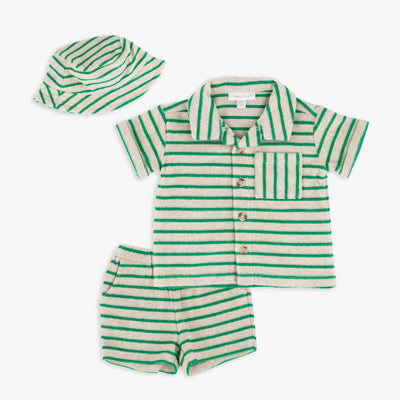 Stripe Terry Top, Short & Hat Set