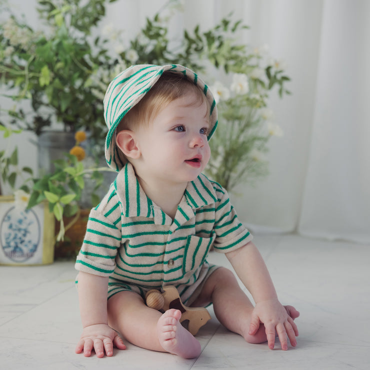 Stripe Terry Top, Short & Hat Set