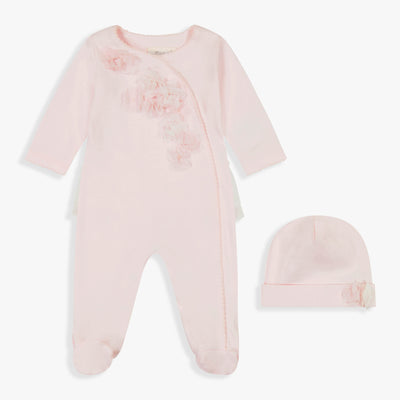 Pink Rosette Footie & Hat Set