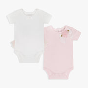 Girls 2 Pack Bodysuit Set in Pink & Ivory