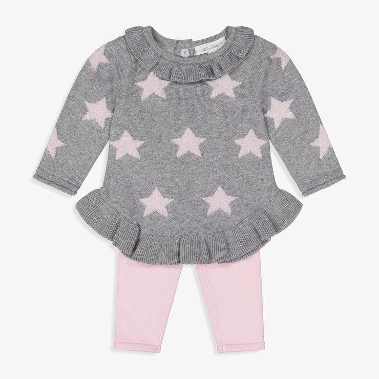 Pink Metallic Star Sweater Legging Set